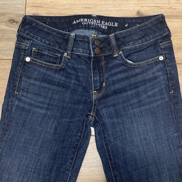 Women's American Eagle Denim Jeans Size 4 Blue Regular Artist Crop Stretch - Picture 3 of 11